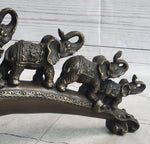 Pride of Elephants on a Bridge Bronze Metal Statue Sculpture Figures Original Art