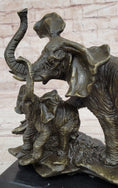 Load image into Gallery viewer, Mother Elephant & Calf Bronze Statue Sculpture Figure on Marble Base Barye
