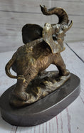 Load image into Gallery viewer, Trumpeting Elephant Trunk in the Air Bronze Metal Sculpture Statue Figure on Marble Base 7" x 8"