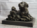 Load image into Gallery viewer, Mother Dog and 2 Puppies Bronze Sculpture Statue Pet Decor Signed Art Marble Base