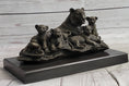 Load image into Gallery viewer, Tiger Family Cubs Asian Wildlife Bronze Sculpture Statue Figure Signed Art Marble Base