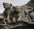 Load image into Gallery viewer, Tiger Family Cubs Asian Wildlife Bronze Sculpture Statue Figure Signed Art Marble Base