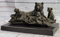 Load image into Gallery viewer, Tiger Family Cubs Asian Wildlife Bronze Sculpture Statue Figure Signed Art Marble Base