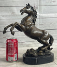 Load image into Gallery viewer, Rearing Horse Trainer Equestrian Artwork Art Bronze on Marble Statue Sculpture
