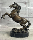 Load image into Gallery viewer, Rearing Horse Trainer Equestrian Artwork Art Bronze on Marble Statue Sculpture