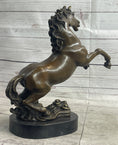 Load image into Gallery viewer, Rearing Horse Trainer Equestrian Artwork Art Bronze on Marble Statue Sculpture
