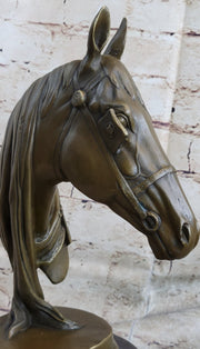Hot Cast Bronze Horses Head Sculpture Marble Statue Figurine Barye Home Decor Art