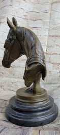 Load image into Gallery viewer, Hot Cast Bronze Horses Head Sculpture Marble Statue Figurine Barye Home Decor Art