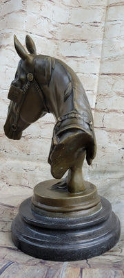 Hot Cast Bronze Horses Head Sculpture Marble Statue Figurine Barye Home Decor Art
