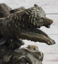 Load image into Gallery viewer, Running Wolves Dogs Wildlife Bronze Sculpture Statue Decor Signed Original Art
