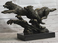 Load image into Gallery viewer, Running Wolves Dogs Wildlife Bronze Sculpture Statue Decor Signed Original Art