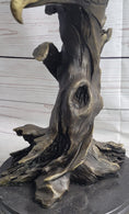 Load image into Gallery viewer, Bald Eagle Head Bust on Tree Bronze Sculpture Statue Figure Decor Signed Original on Marble Base