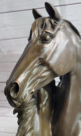 Load image into Gallery viewer, Necking Horses Bronze Bust Sculpture Statue Equestrian Decor Signed Original Art