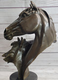 Load image into Gallery viewer, Necking Horses Bronze Bust Sculpture Statue Equestrian Decor Signed Original Art