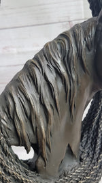 Equestrian Horse Lover Horses Bust Original Art Bronze Sculpture Statue Figure on Marble Base