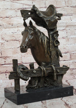 Lost Wax Bronze Casting Bust of Horse in Stables by Milo on Marble Base