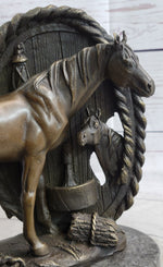 Horses Foal Equestrian Horse Lover Bronze Metal Sculpture Statue Figure Gift Decor Signed Art