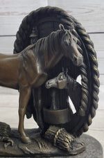 Horses Foal Equestrian Horse Lover Bronze Metal Sculpture Statue Figure Gift Decor Signed Art