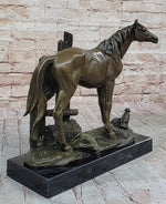 Horse at the Stable Bronze Sculpture Statue Equestrian Country Farm Decor Signed Art