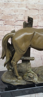 Horse at the Stable Bronze Sculpture Statue Equestrian Country Farm Decor Signed Art