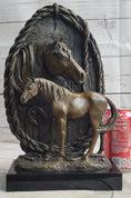 Load image into Gallery viewer, Equestrian Horse Lover Decor Mare & Foal Bronze Sculpture Statue on Marble Base