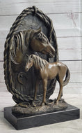 Load image into Gallery viewer, Equestrian Horse Lover Decor Mare & Foal Bronze Sculpture Statue on Marble Base