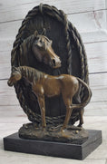 Load image into Gallery viewer, Equestrian Horse Lover Decor Mare & Foal Bronze Sculpture Statue on Marble Base