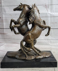Load image into Gallery viewer, Two Rearing Stallions Horses Bronze Sculpture Statue Horse Lover Decor Signed Art on Marble Base