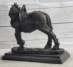 Budweiser Clydesdale Work Horse Bronze Statue Sculpture Original Art on Marble Base