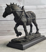 Budweiser Clydesdale Work Horse Bronze Statue Sculpture Original Art on Marble Base