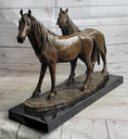 Load image into Gallery viewer, Two Horses Bronze Metal Statue Sculpture after PJ Mene on Marble Base