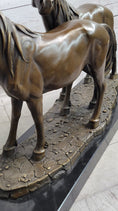 Load image into Gallery viewer, Two Horses Bronze Metal Statue Sculpture after PJ Mene on Marble Base