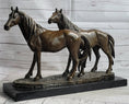 Load image into Gallery viewer, Two Horses Bronze Metal Statue Sculpture after PJ Mene on Marble Base