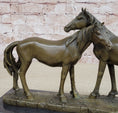 Load image into Gallery viewer, Necking Horses Bronze Sculpture Statue Equestrian Barn Stables Farmhouse Decor