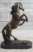 Load image into Gallery viewer, Rearing Horse Bronze Metal Statue Sculpture Equestrian Decor Gift Signed Original Art