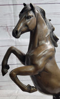 Load image into Gallery viewer, Rearing Horse Bronze Metal Statue Sculpture Equestrian Decor Gift Signed Original Art