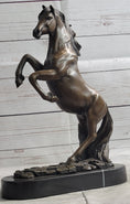 Load image into Gallery viewer, Rearing Horse Bronze Metal Statue Sculpture Equestrian Decor Gift Signed Original Art