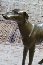 Art Deco Hand Made Dark Patine Greyhound Dog Bronze Sculpture Home Decoration