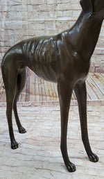 Art Deco Hand Made Dark Patine Greyhound Dog Bronze Sculpture Home Decoration