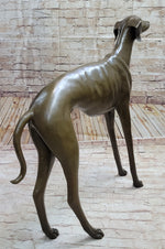 Art Deco Hand Made Dark Patine Greyhound Dog Bronze Sculpture Home Decoration
