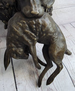 Hanging Wall Mounted Bronze Sculpture of Retriever Dog with Rabbit in Mouth 12
