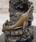 Load image into Gallery viewer, Original Bronze Statue Sculpture of Marlin Sailfish Swordfish Jumping out of Ocean on Marble Base