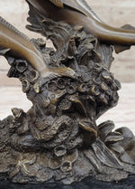 Original Bronze Statue Sculpture of Marlin Sailfish Swordfish Jumping out of Ocean on Marble Base