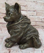 Cute Chihuahua Dog in Hooded Sweater Bronze Sculpture Figurine Statue Hot Cast
