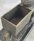 Load image into Gallery viewer, English Bulldog Pushing Wheelbarrow Bronze Planter Dish Sculpture Figure 12" x 12"