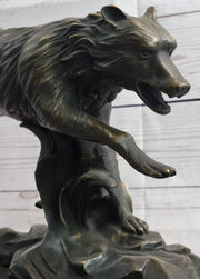 Running Wolf Dog Wildlife Art Decor Bronze Metal Statue Sculpture Original Art