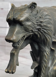 Running Wolf Dog Wildlife Art Decor Bronze Metal Statue Sculpture Original Art