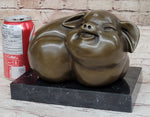 Happy Round Pig Bronze Metal Statue Sculpture Figure Original Art Farm Decor