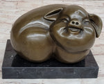 Happy Round Pig Bronze Metal Statue Sculpture Figure Original Art Farm Decor