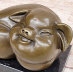 Happy Round Pig Bronze Metal Statue Sculpture Figure Original Art Farm Decor